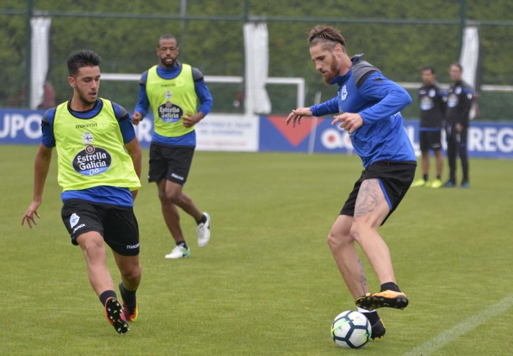 La plantilla se ejercita en las instalaciones de Abegondo con las ausencias de los internacionales Tyton, Borges, Andone, Valverde y Schär, concentrados con sus selecciones, y el lesionado Carlos Gil.