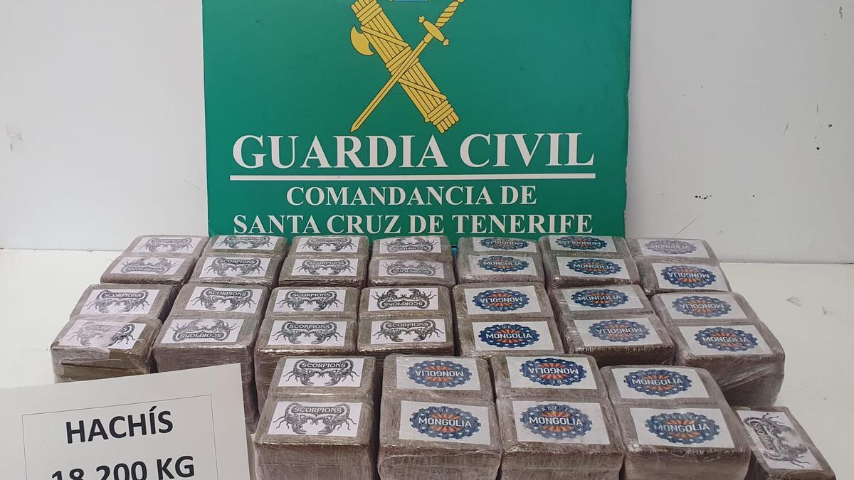 Detenido un hombre en La Palma tras ser sorprendido portando 18 kg de hachís en un vehículo