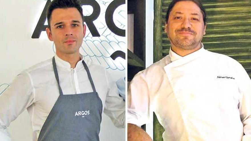 A la izq, Adrián Salazar, jefe de cocina de Argos y Adrián Quetglas en su restaurante de Palma.