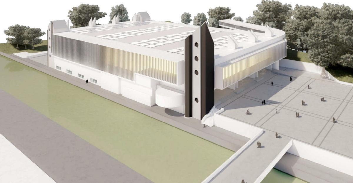Recreación virtual del auditorio Rocío Jurado con la cubierta proyectada.