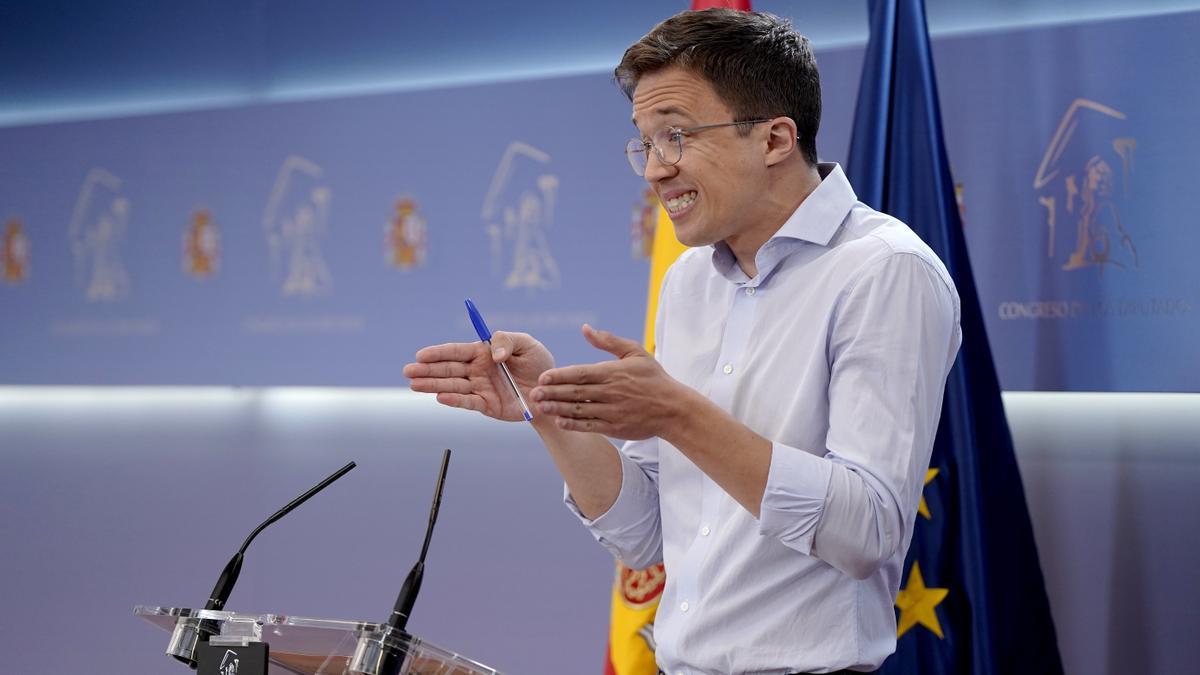 Madrid. 11.06.2024. Íñigo Errejón, Más Madrid, Sumar, durante la rueda de prensa que ha ofrecido en el Congreso