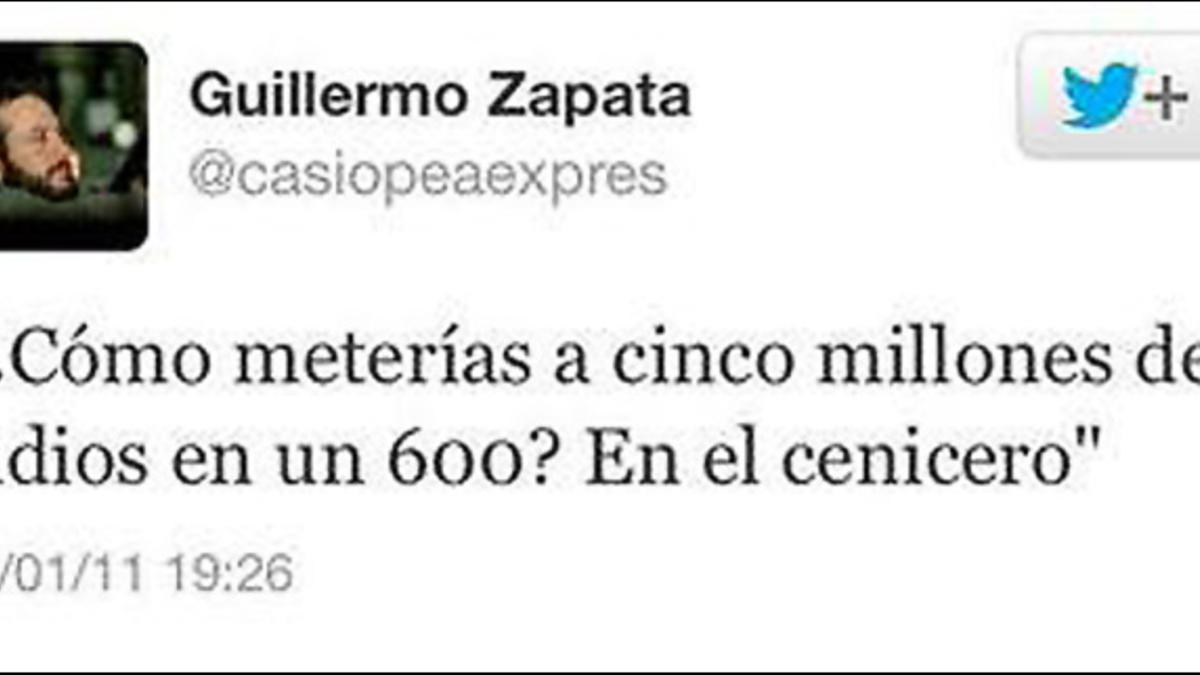 El tuit que Guillermo Zapata publicó en el 2011