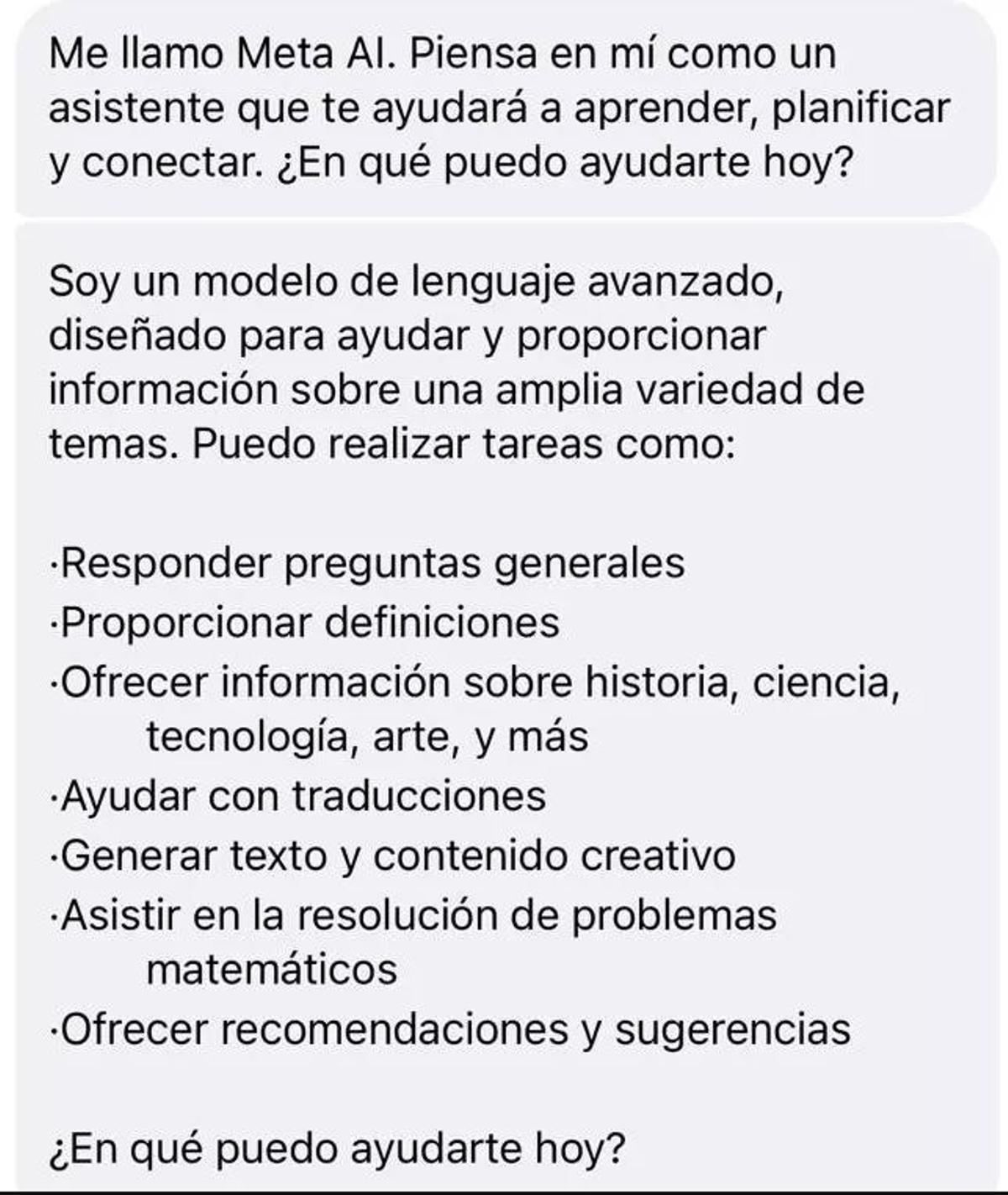 Mensaje de la IA de Instagram en preguntar para qué sirve.