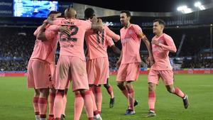 aguasch47867962 barcelona mildfider carles alena celebrates with teammates s190426105006