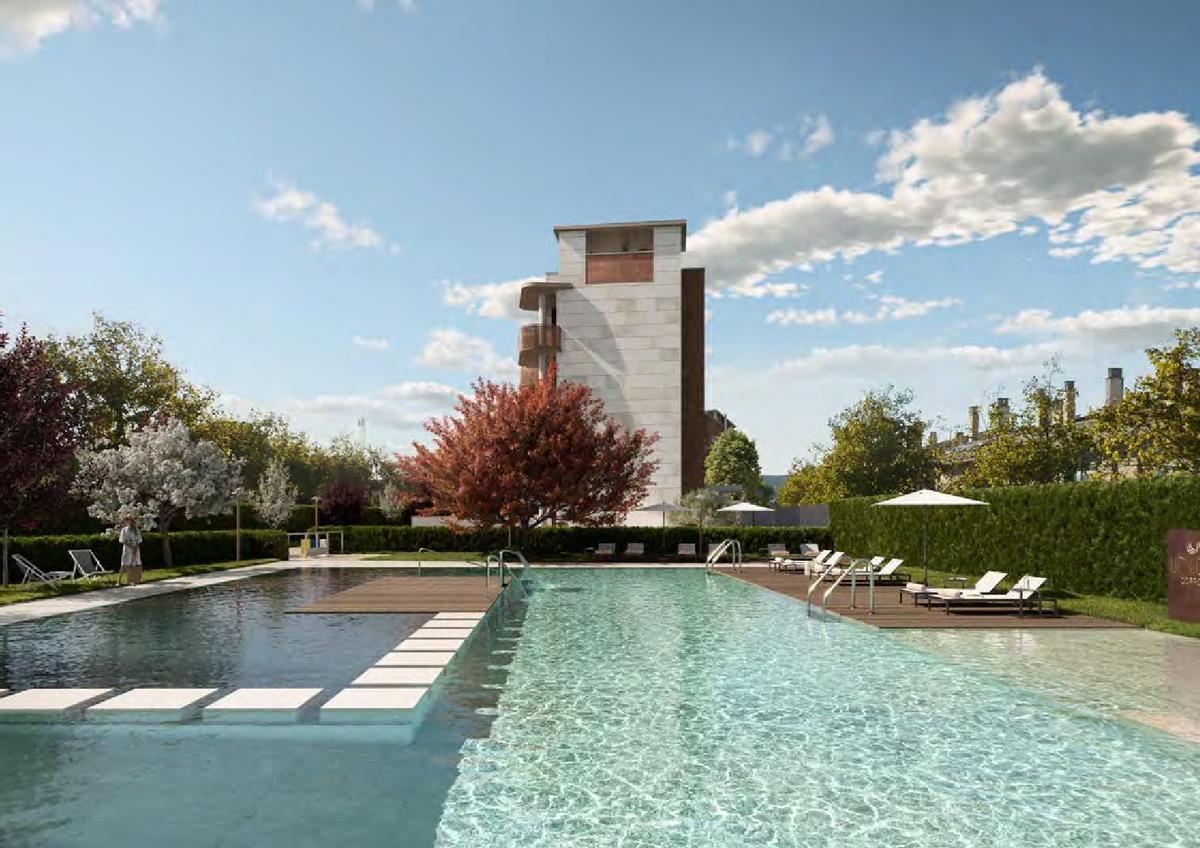 La zona común de Unique Residencial también destaca por su gran piscina con chorros de agua tipo spa.