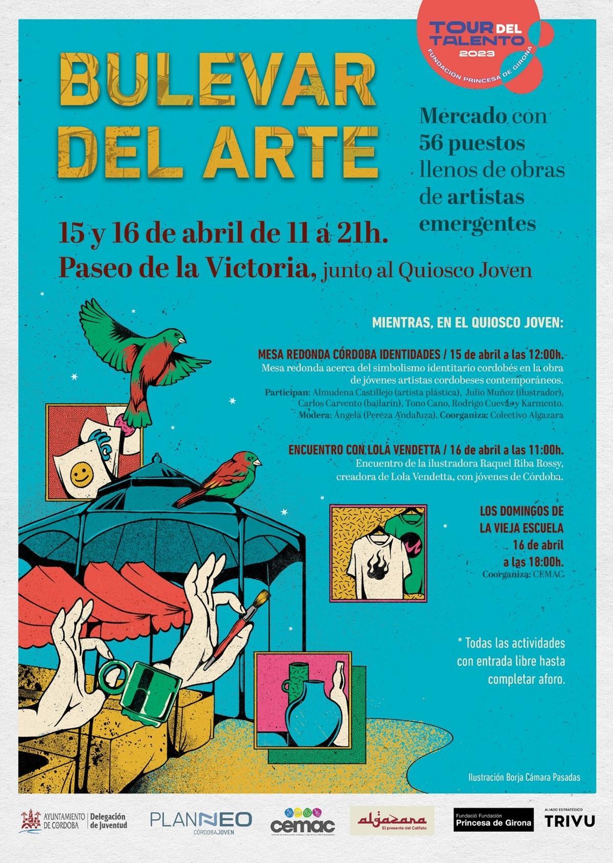 Cartel del Bulevar del Bulevar del Arte, actividad del Tour del Talento 2023 en Córdoba.