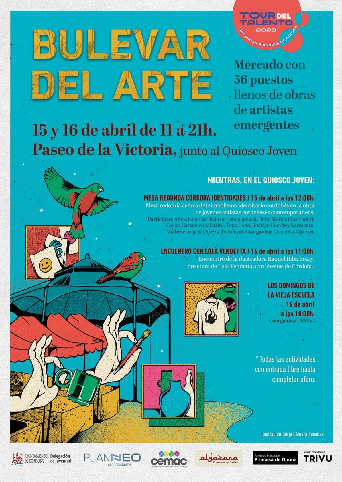 Cartel del Bulevar del Arte, actividad del Tour del Talento 2023 en Córdoba.