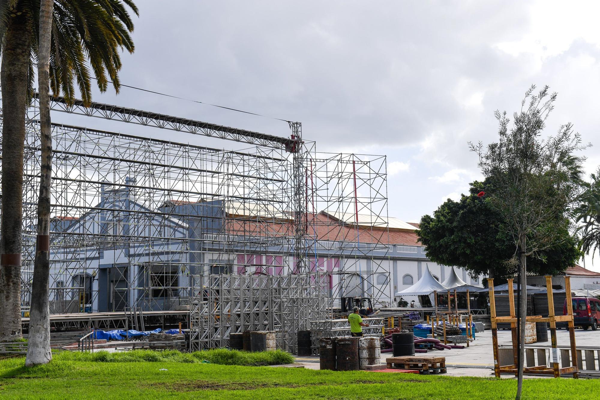 Montaje del escenario del Carnaval de Las Palmas de Gran Canaria 2023