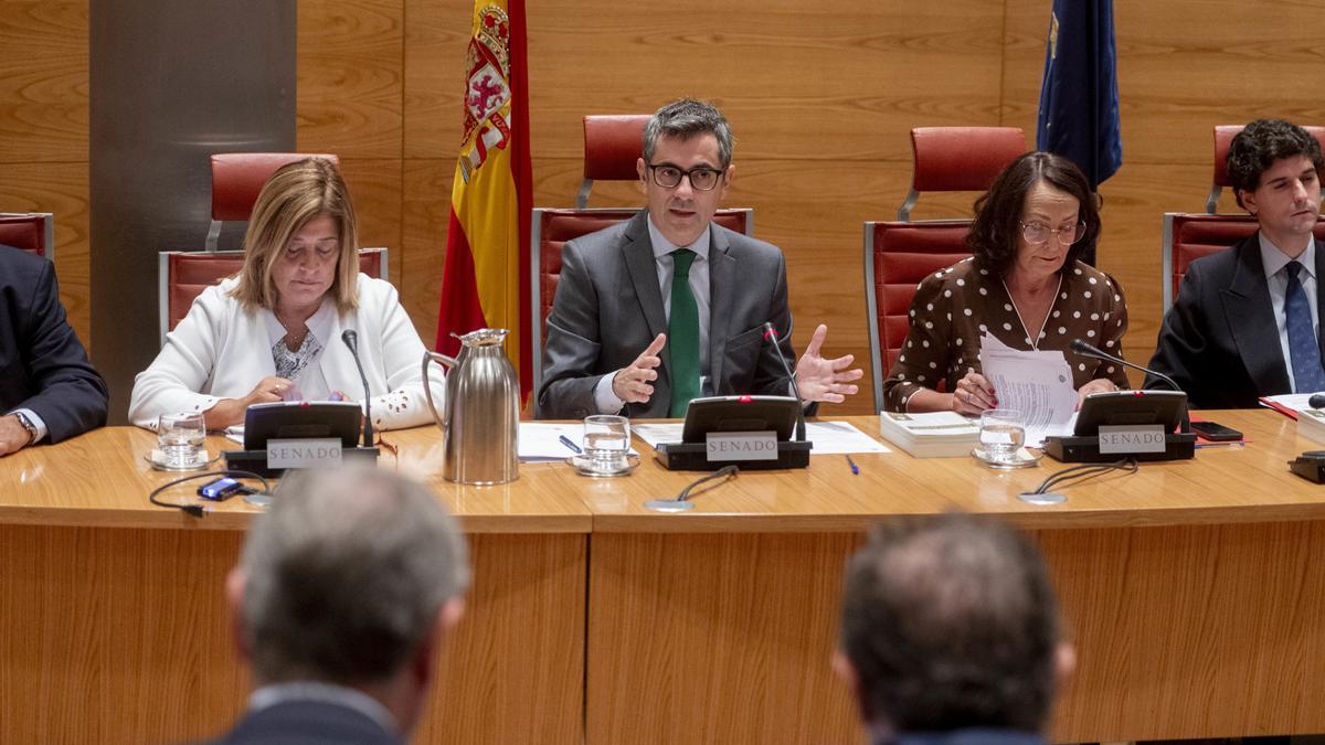 El ministro de la Presidencia, Justicia y Relaciones con las Cortes, Félix Bolaños, comparece ante la Comisión de Justicia, en el Senado, a 2 de octubre de 2024, en Madrid (España).