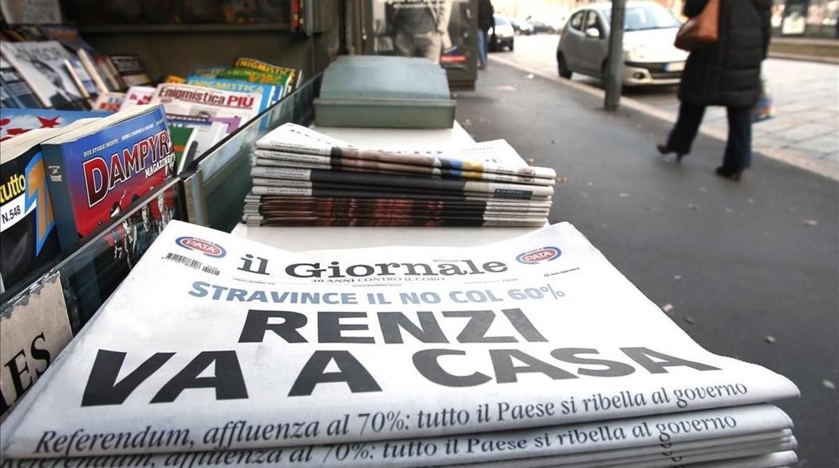 mbenach36523332 a newspaper headline reads in italian  renzi goes home  foll161205175842