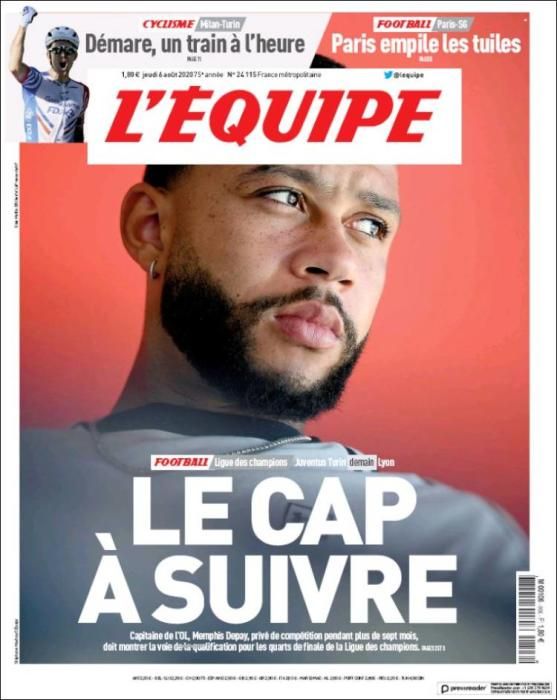 Portada L'ÉQUIPE jueves 6 agosto 2020