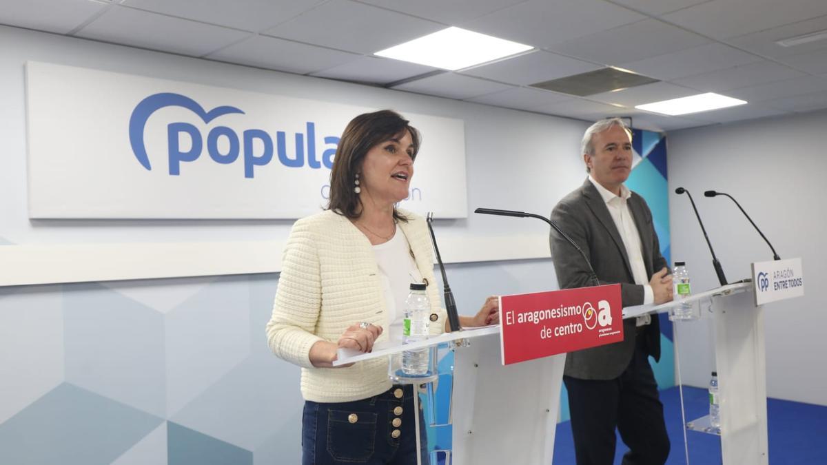 Elena Allué y Jorge Azcón han presentado el acuerdo que les une para las próximas citas electorales.