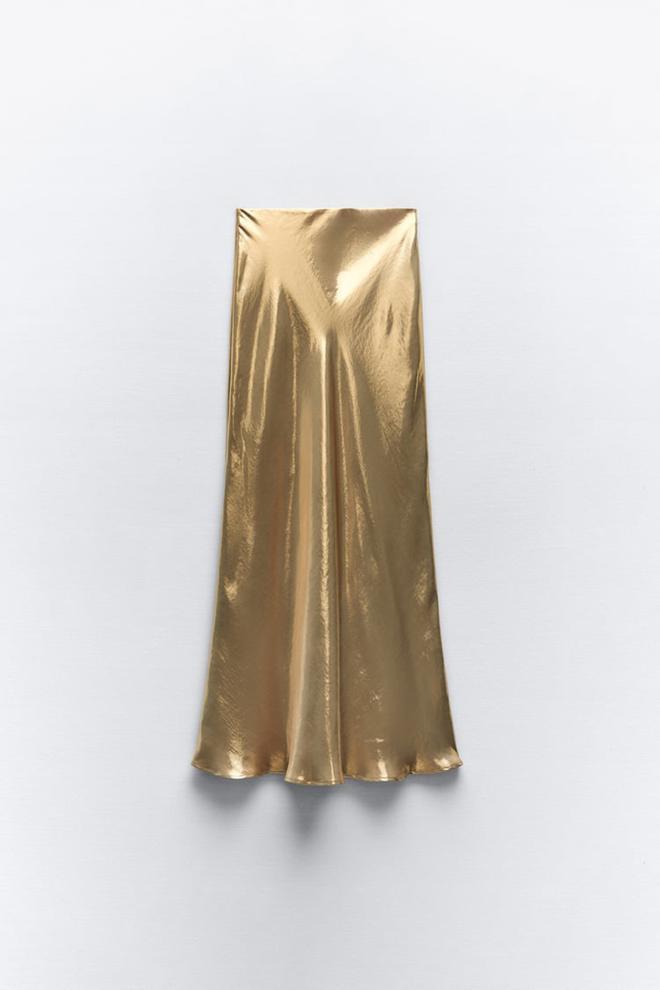 Falda dorada de Zara