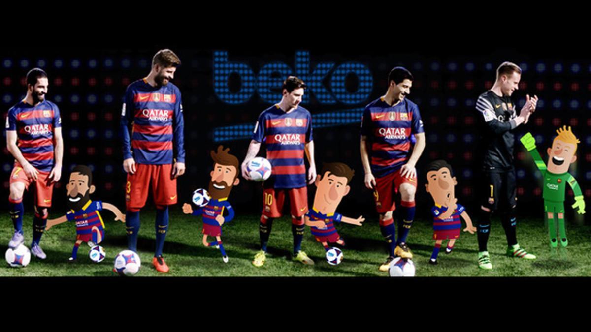 Turan, Piqué, Messi, Luis Suárez y Ter Stegen 'posan' con sus dobles animados