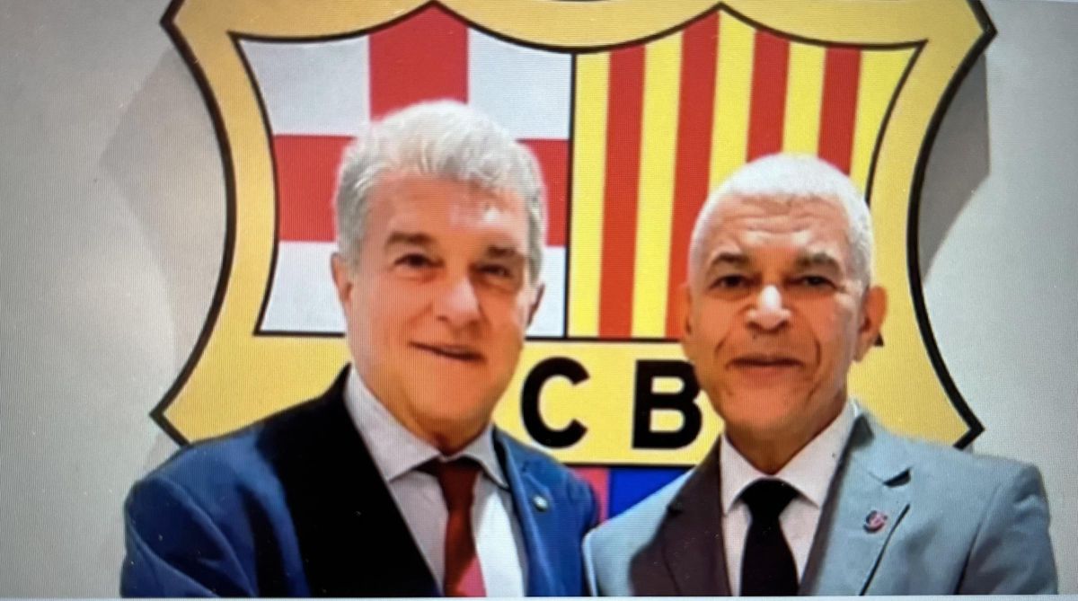 Joan Laporta y Ali Al Saidi, ministro de Inversiones de Libia.