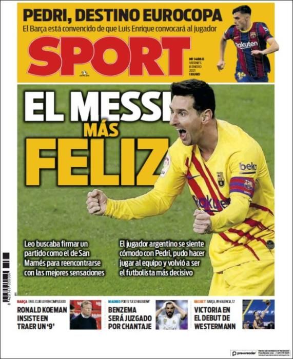 Portada SPORT viernes 8 enero 2021