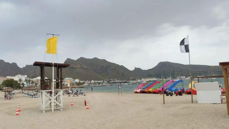Banderas amarillas en la playa del Port de Pollença por problemas de contaminación