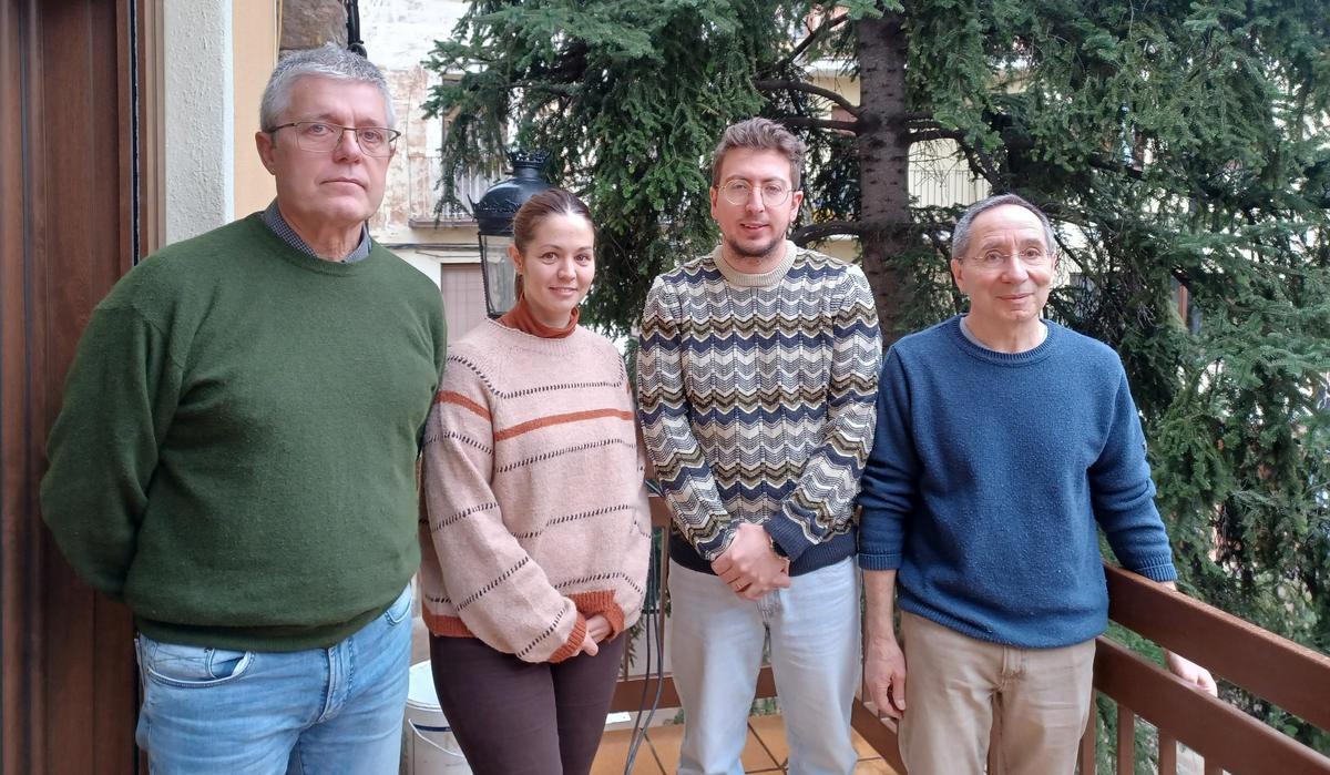 Presentació dels actes del 75è aniversari. Per l'esquerra: Antoni Rosell, Èlia Pons, Lluís Casas i Francesc Pons