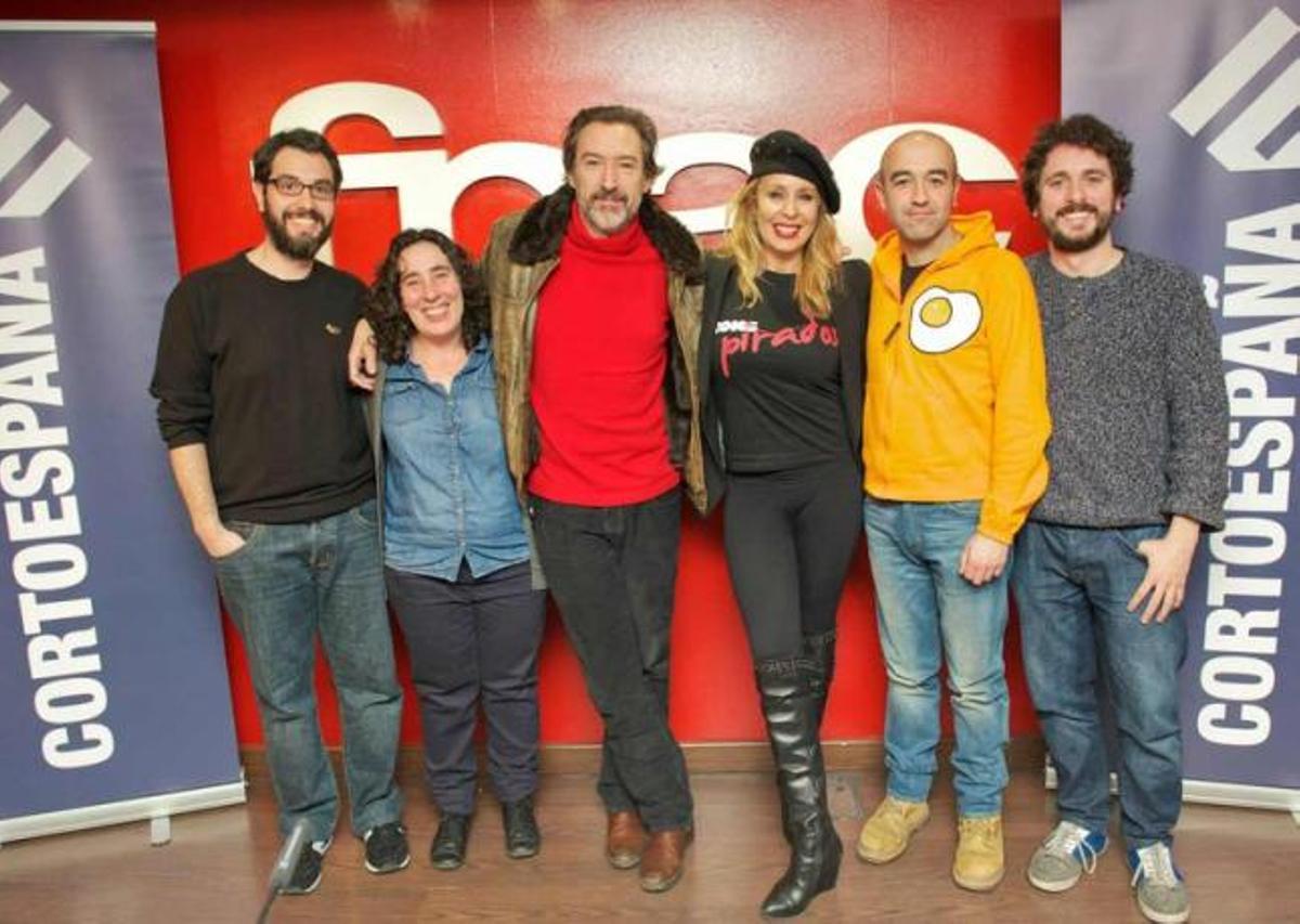 Diego Ruiz, Arantxa Echevarria, Ginés García Millán, Miriam Díaz-Aroca, Edu Cardoso y Samuel Rodríguez, en la presentación de "CortoEspaña".