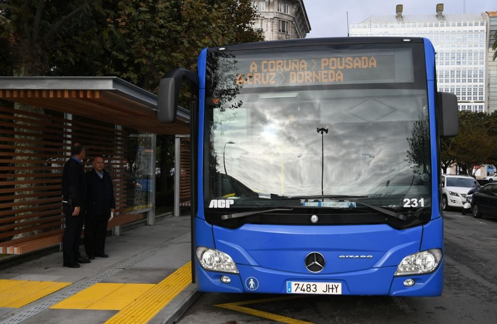 Llegada de los buses interurbanos al centro de A C