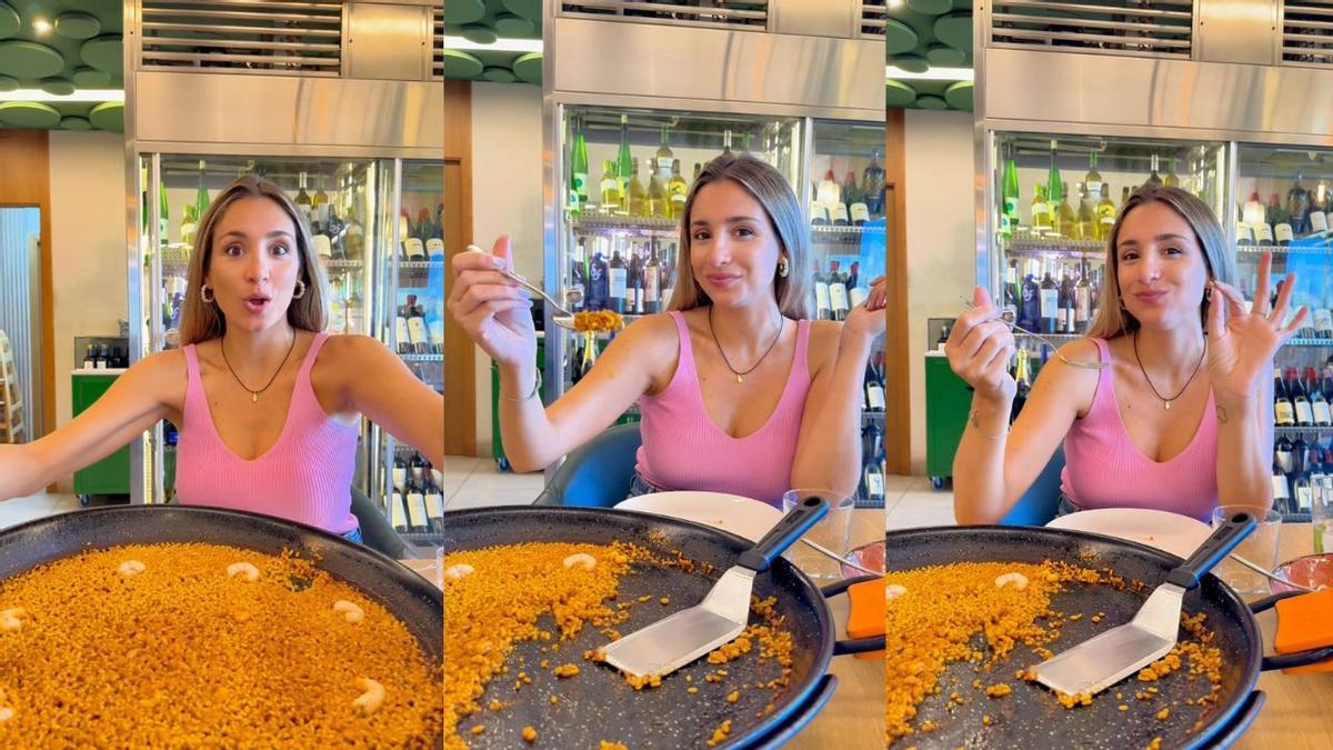 Anabel, la influencer que habla siempre de los planes de Murcia en @miraqueplan probando un arroz alicantino