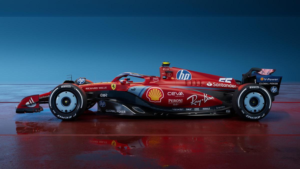 Así es el Ferrari azul patrocinado por HP que usará Sainz en el GP de Miami