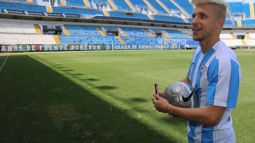 Keko, el día de su presentación como jugador del Málaga CF.