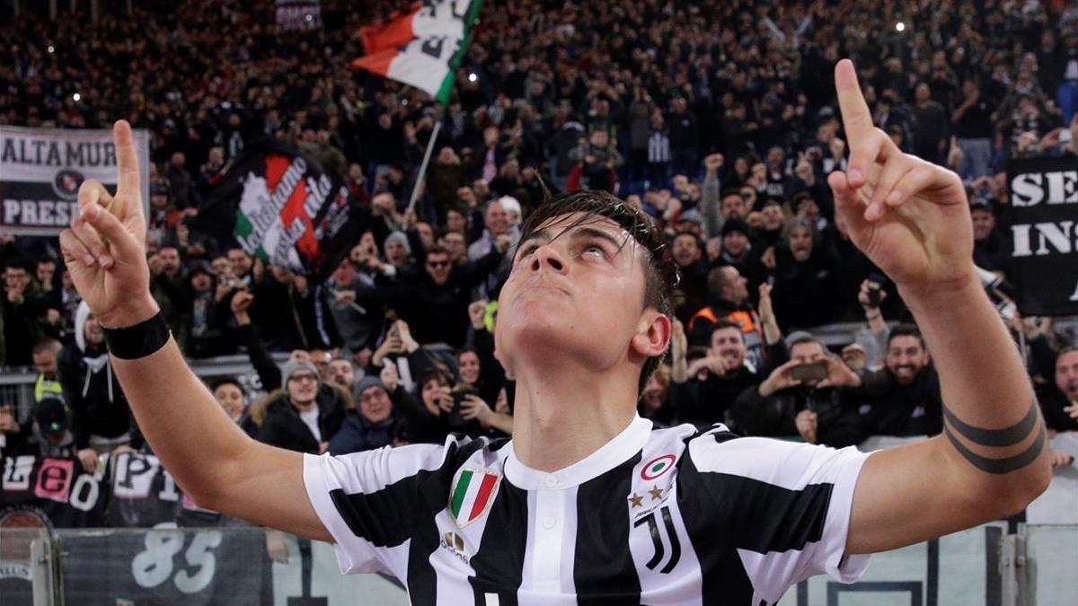 Dybala, tras marcar para la Juve en el minuto 90 ante la Lazio.