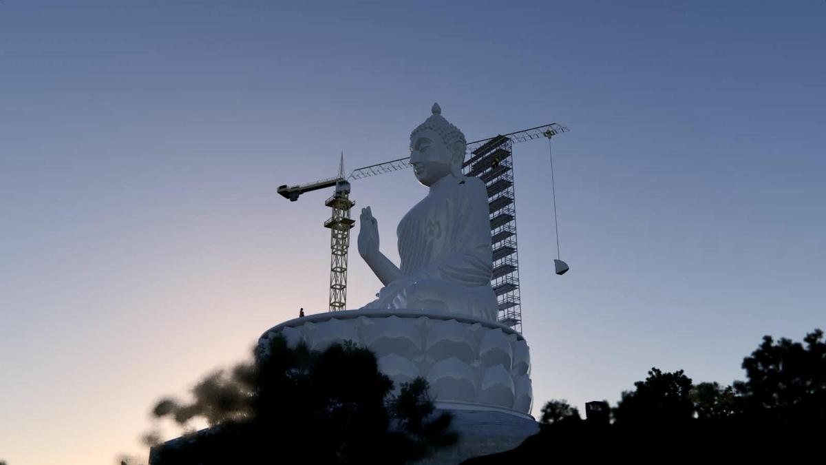 Recreación de la estatua de Buda en Arropez.
