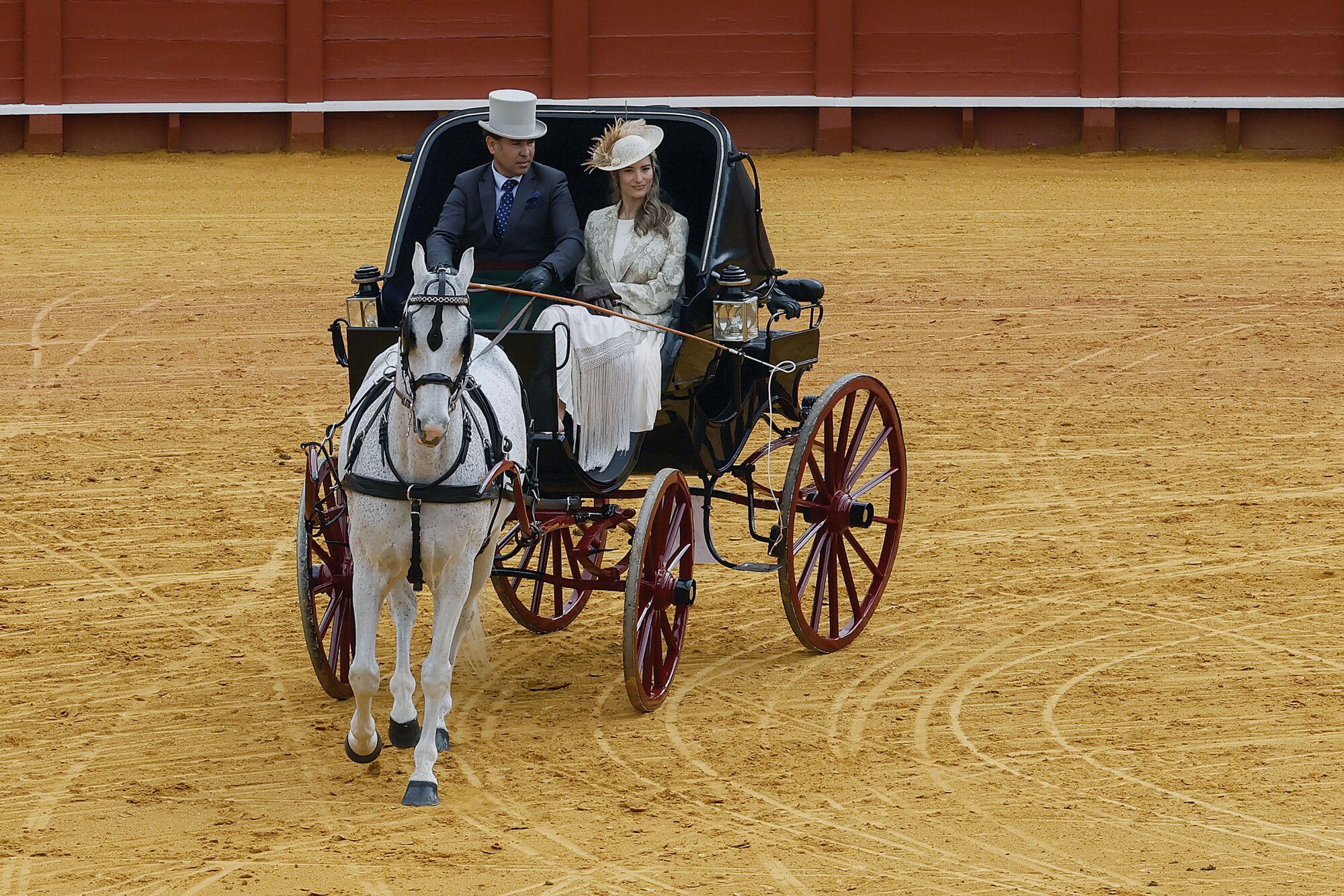 SEVILLA, 07/05/2025.- XXXIX Exhibición de Enganches de Sevilla con la participación de un total de 94 carruajes de España, Portugal, Italia y Estados Unidos, este miércoles. EFE /Jose Manuel Vidal