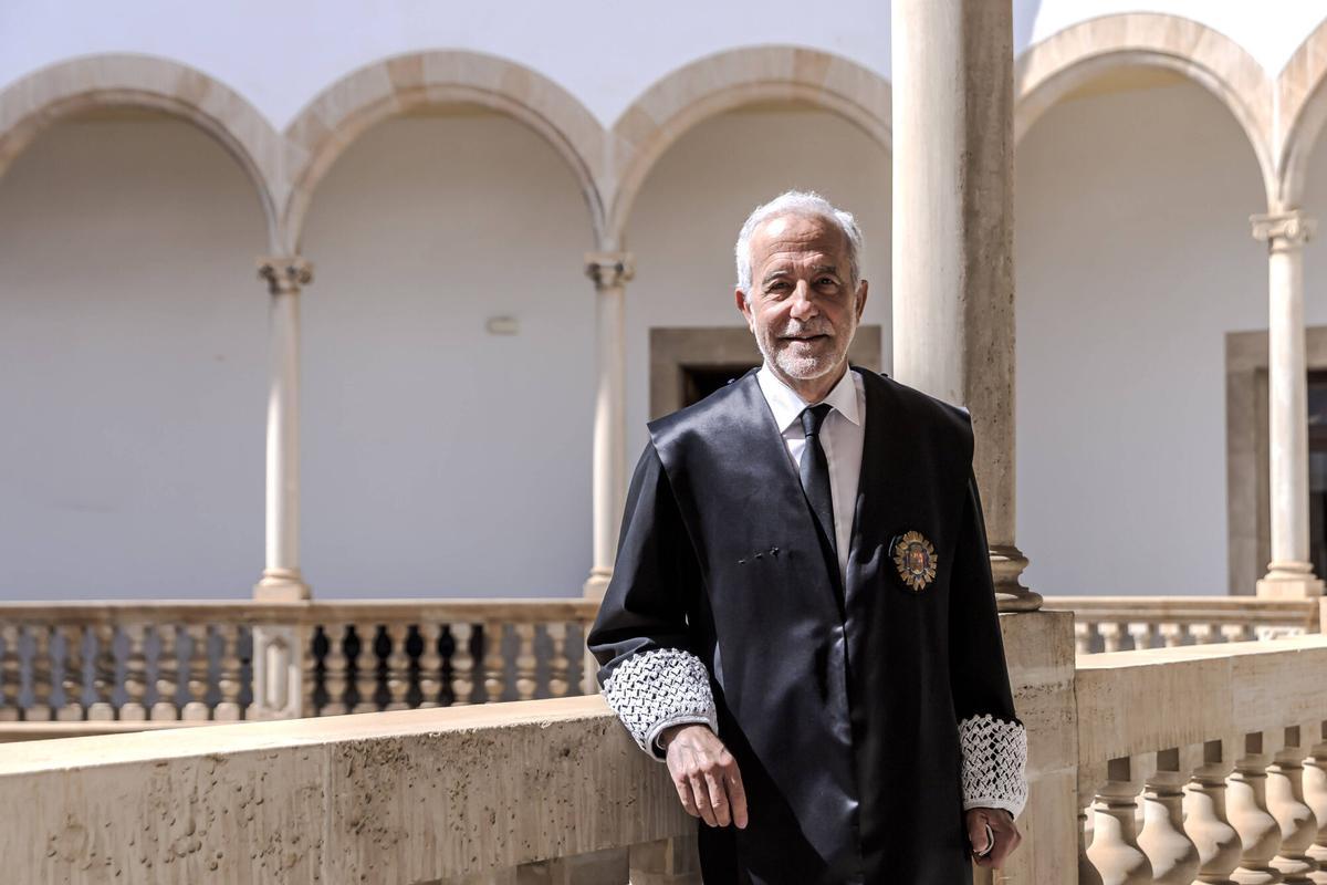 El presidente del TSJB, Carlos Gómez Martínez, hoy en el Palacio de Justicia en Palma.