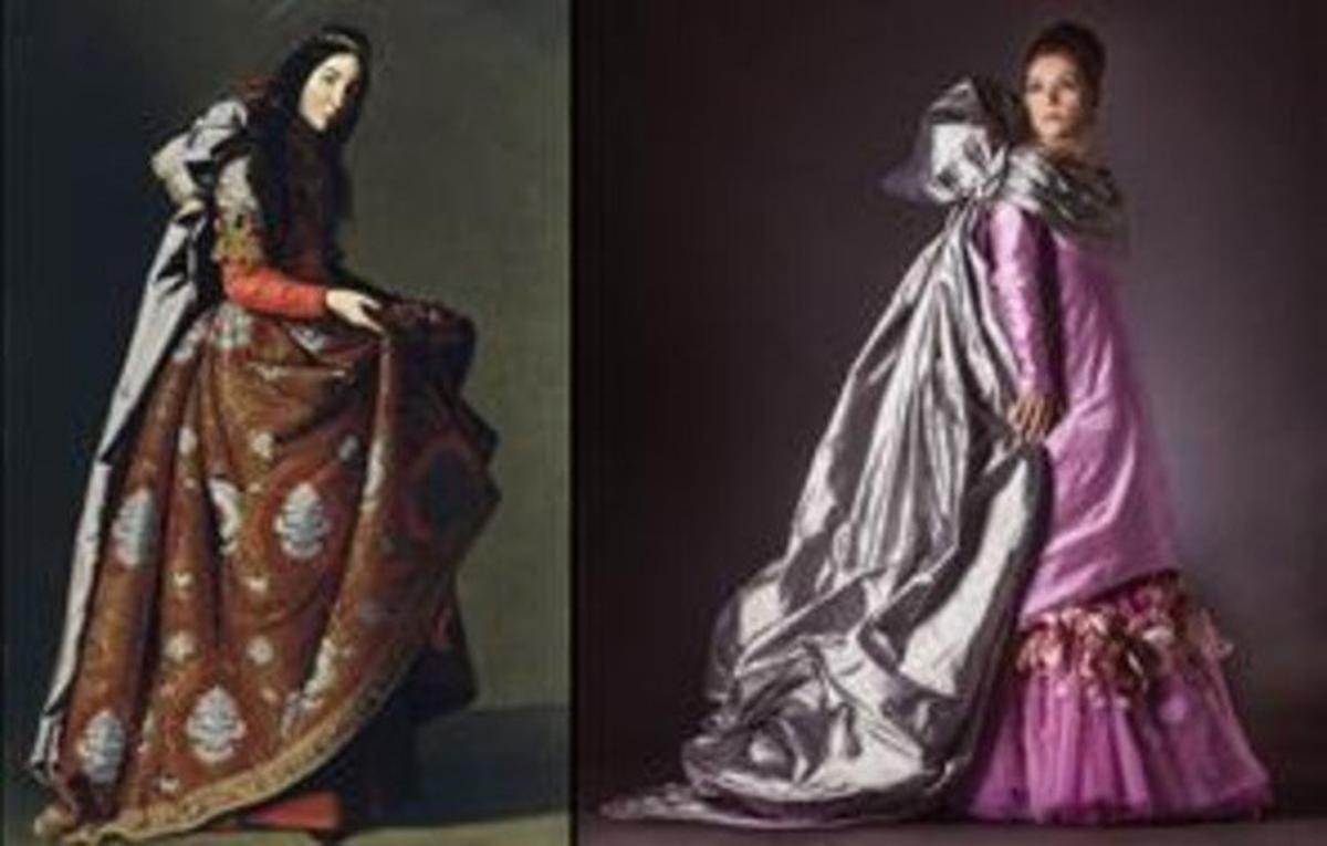 A l’esquerra, ’Santa Casilda’, de Zurbarán; a la dreta, el vestit creat per Elio Berhanyer inspirat en el quadro. A l’esquerra, ’Santa Casilda’, de Zurbarán; a la dreta, el vestit creat per Elio Berhanyer inspirat en el quadro.