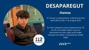 Llamamiento de los Mossos para localizar a Hamza, adolescente desaparecido en Barcelona