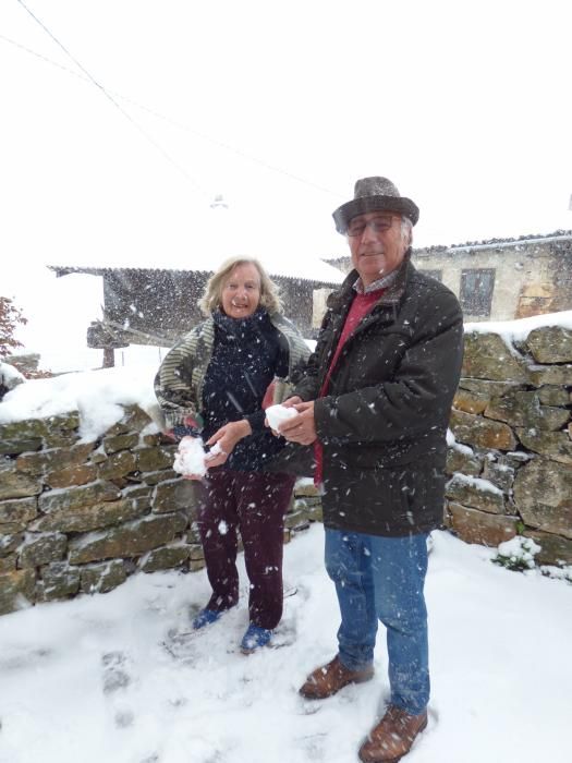 Primera nevada de la primavera o última del invierno en Genestoso, Cangas del Narcea