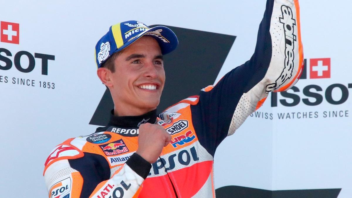 Márquez celebra su segundo puesto en el GP de Aragón