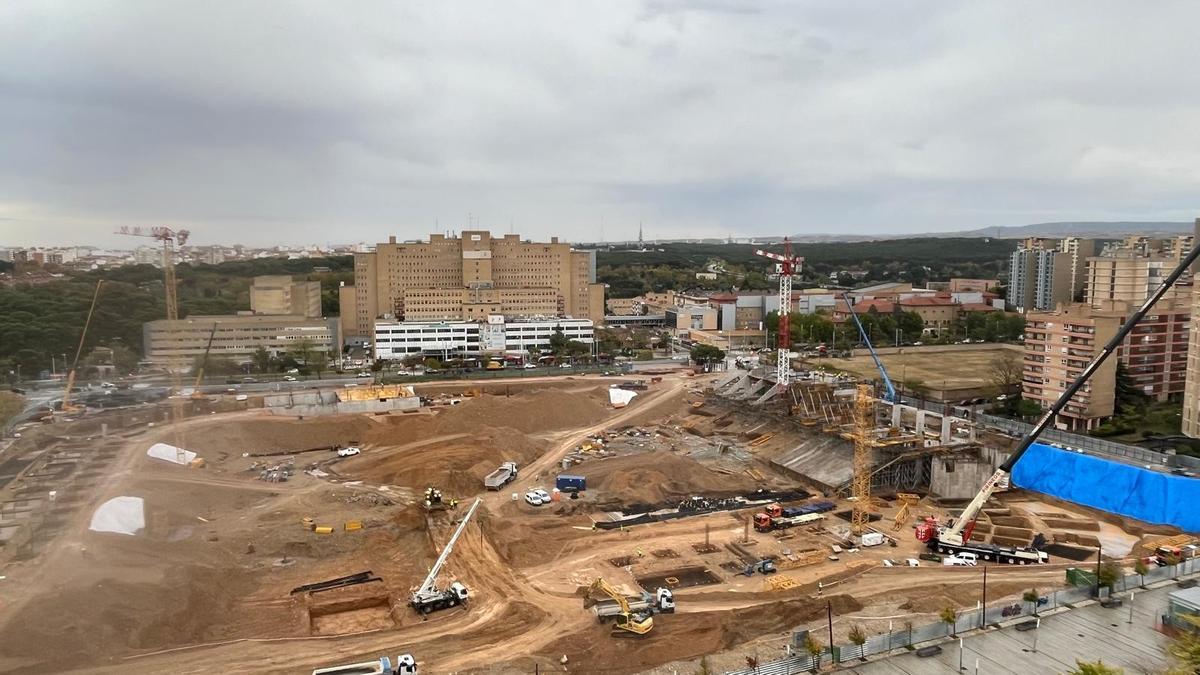 Vista del estado actual de las obras en La Romareda.