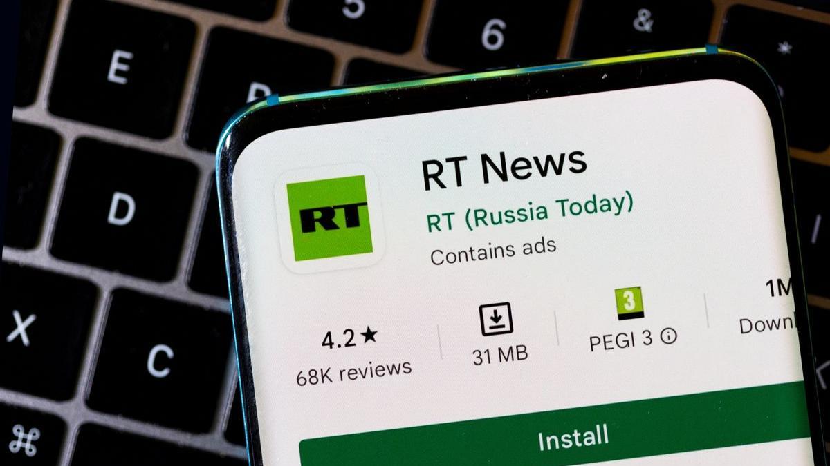 La aplicación de RT, canal de la propaganda rusa bloqueado en la UE.