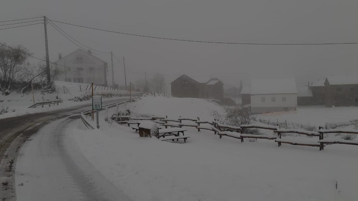 Nieva en los puertos de Asturias