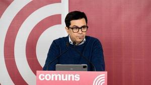 El portavoz de Catalunya en Comú, Gerardo Pisarello, este lunes en rueda de prensa