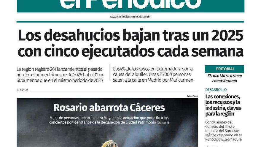 Consulta la portada en papel de El Periódico Extremadura este domingo, 27 de septiembre