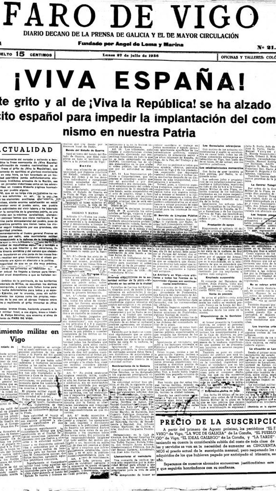 O Día de Galicia a través das portadas de FARO DE VIGO