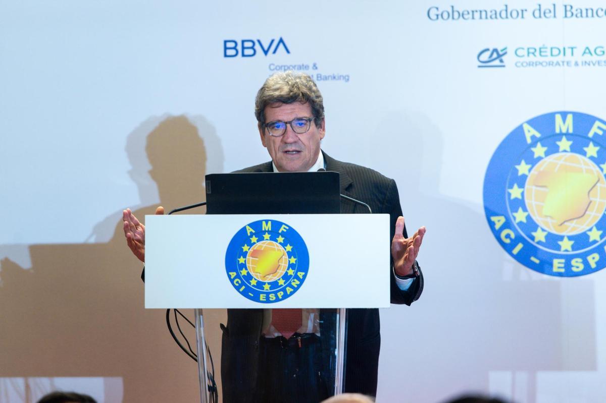 El gobernador del Banco de España, José Luis Escrivá Belmonte, interviene durante la XXIV Conferencia de la Asociación de Mercados Financieros.