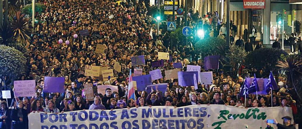 Manifestación del 8-M en Vigo en 2019. |   // RICARDO GROBAS