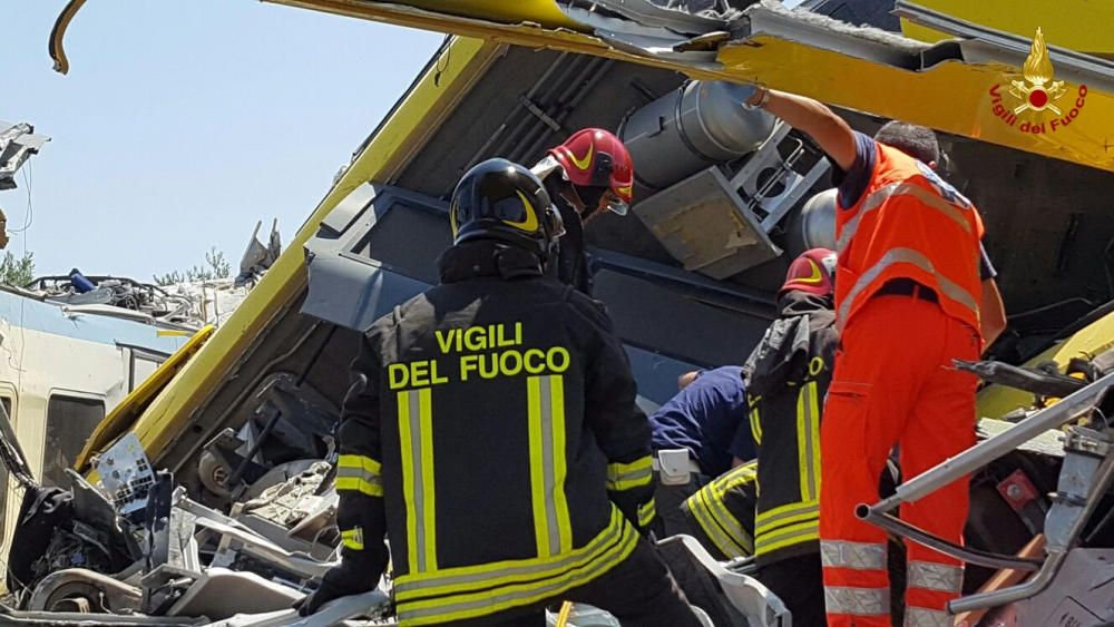 Accidente de trenes en el sur de Italia