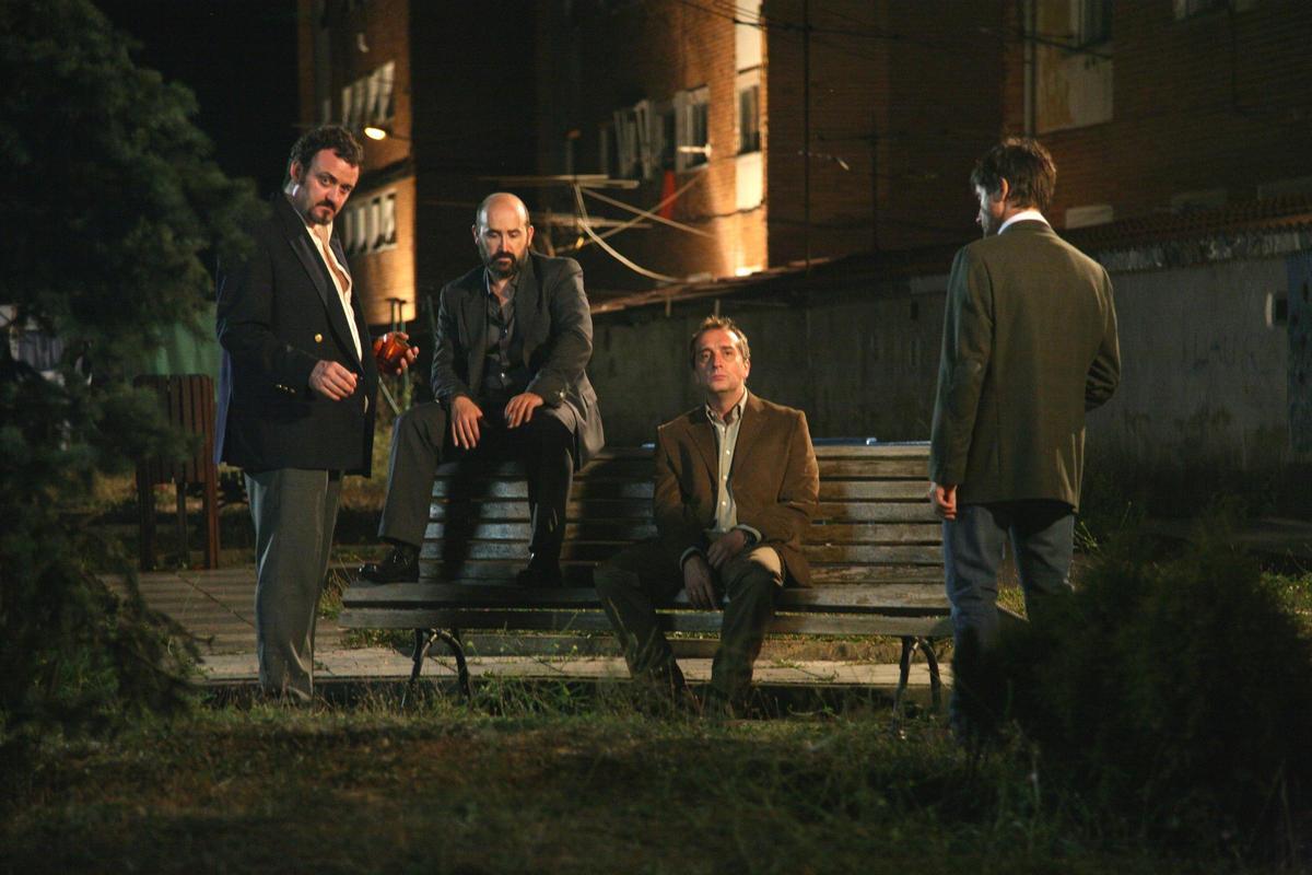 CESAR VEA, JAVIER CAMARA, Y GONZALO DE CASTRO, rodando "La Torre de Suso".