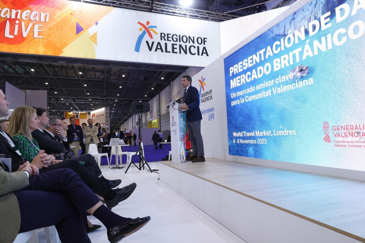 Carlos Mazón, este lunes, en la Feria de Turismo de Londres.