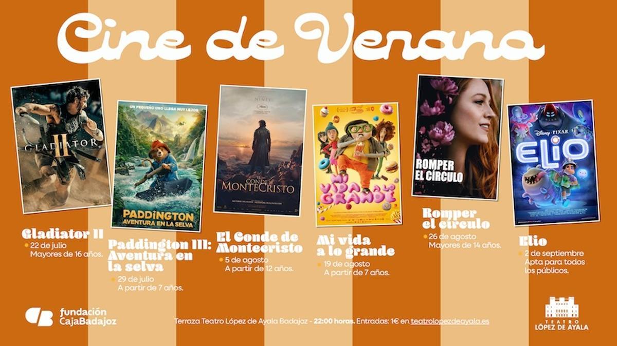 Cartel del ciclo 'Cine de Verano' de Fundación Caja Badajoz.