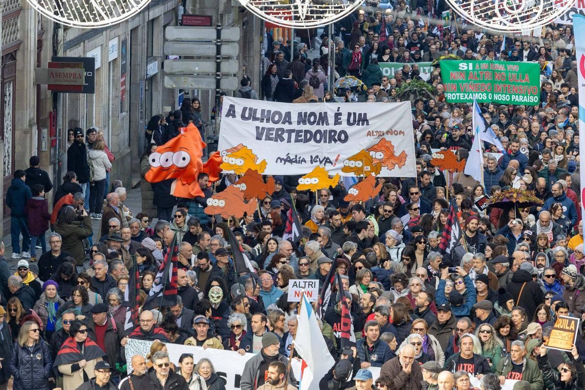 Manifestación contra Altri en Santiago de Compostela.