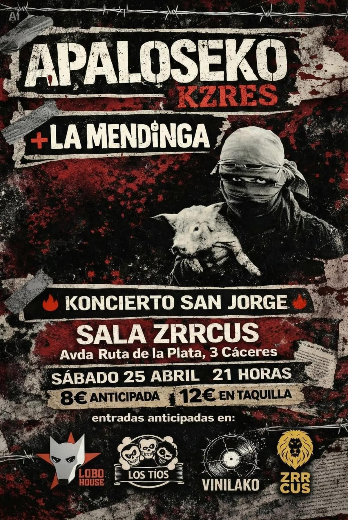 Cartel oficial del concierto en Cáceres.
