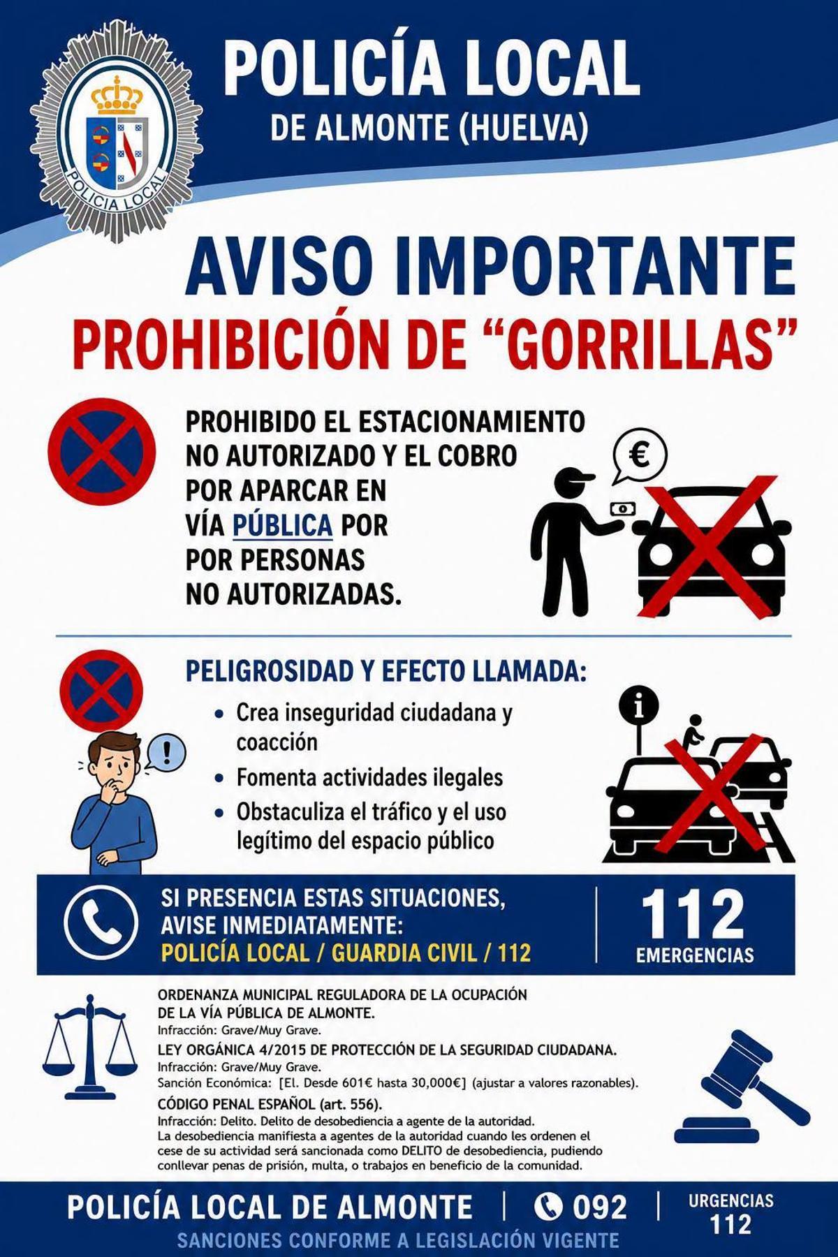 Cartel difundido por la Policía Local de Almonte.
